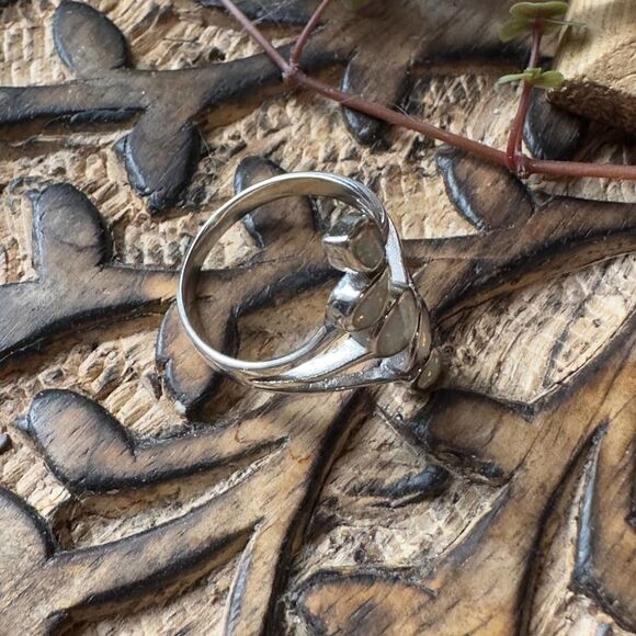 Sterling Silver Lab Opal Ring Size 8 - Picture 5 of 5